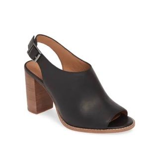 Madewell The Cary Sandal In Leather Open-Toe Heel Booties Size 9.5
